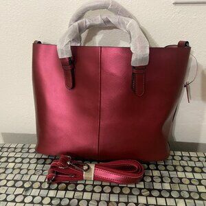BRAND NEW * METALLIC RUBY RED TOTE with inner bag